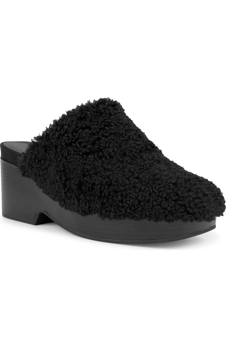 Aerosoles Chata Leather Mule, Main, color, Black Faux Shearling