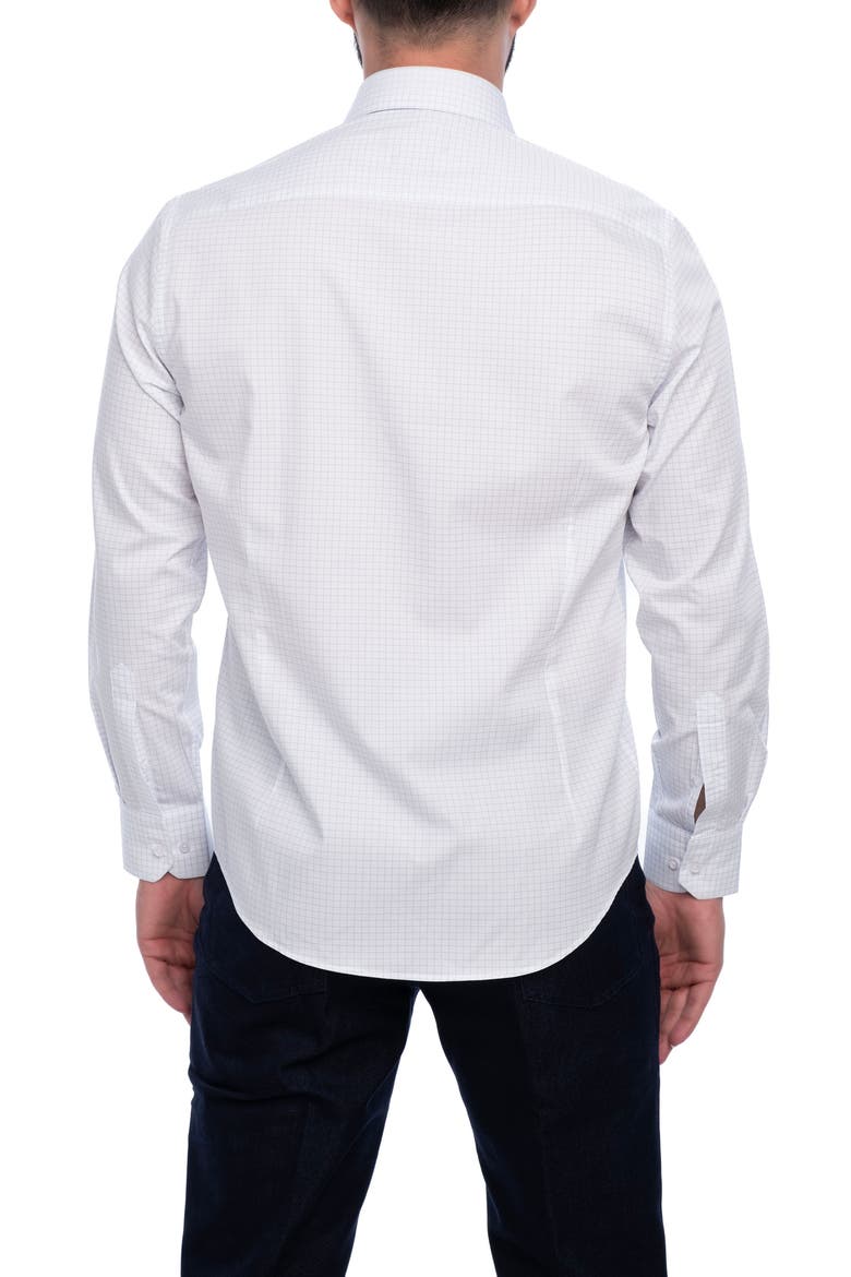 Grid Cotton Slim Fit Button Down Shirt, Alternate, color, WHITE