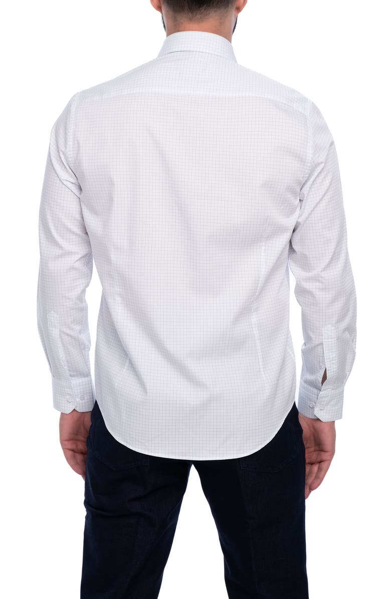 VELLAPAIS Grid Cotton Slim Fit Button Down Shirt, Alternate, color, White