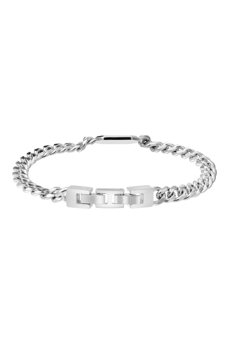 Men's Tag Cuban Chain Bracelet, Alternate, color, SILVER