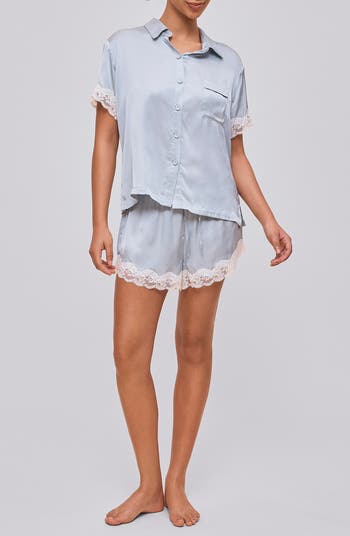 Annabelle Lace Trim Satin Short Pajamas