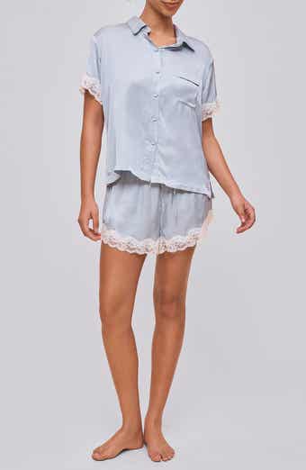 Papinelle Annabelle Lace Trim Satin Short Pajamas