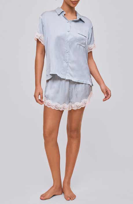 Papinelle Annabelle Lace Trim Satin Short Pajamas