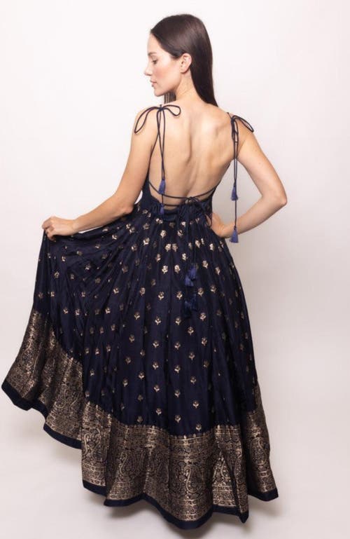 Raas Alastair Open Back Gown In Navy Blue