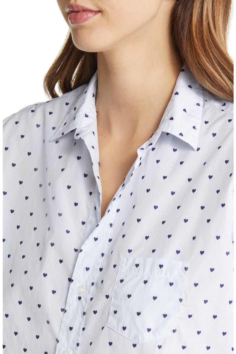 Eileen Heart Print Relaxed Button-Up Shirt, Alternate, color, BLUE STRIPE W/ HEARTS