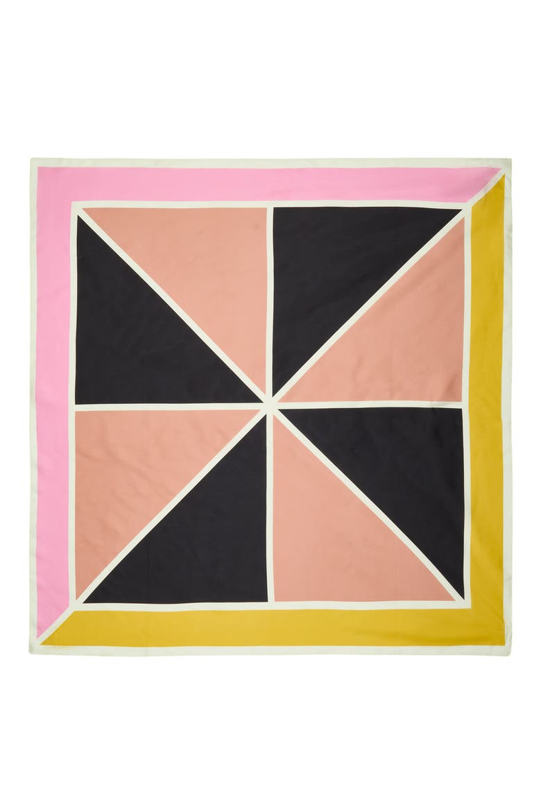 Printed Square Silk Scarf, Alternate, color, COPPER TRIANGLES