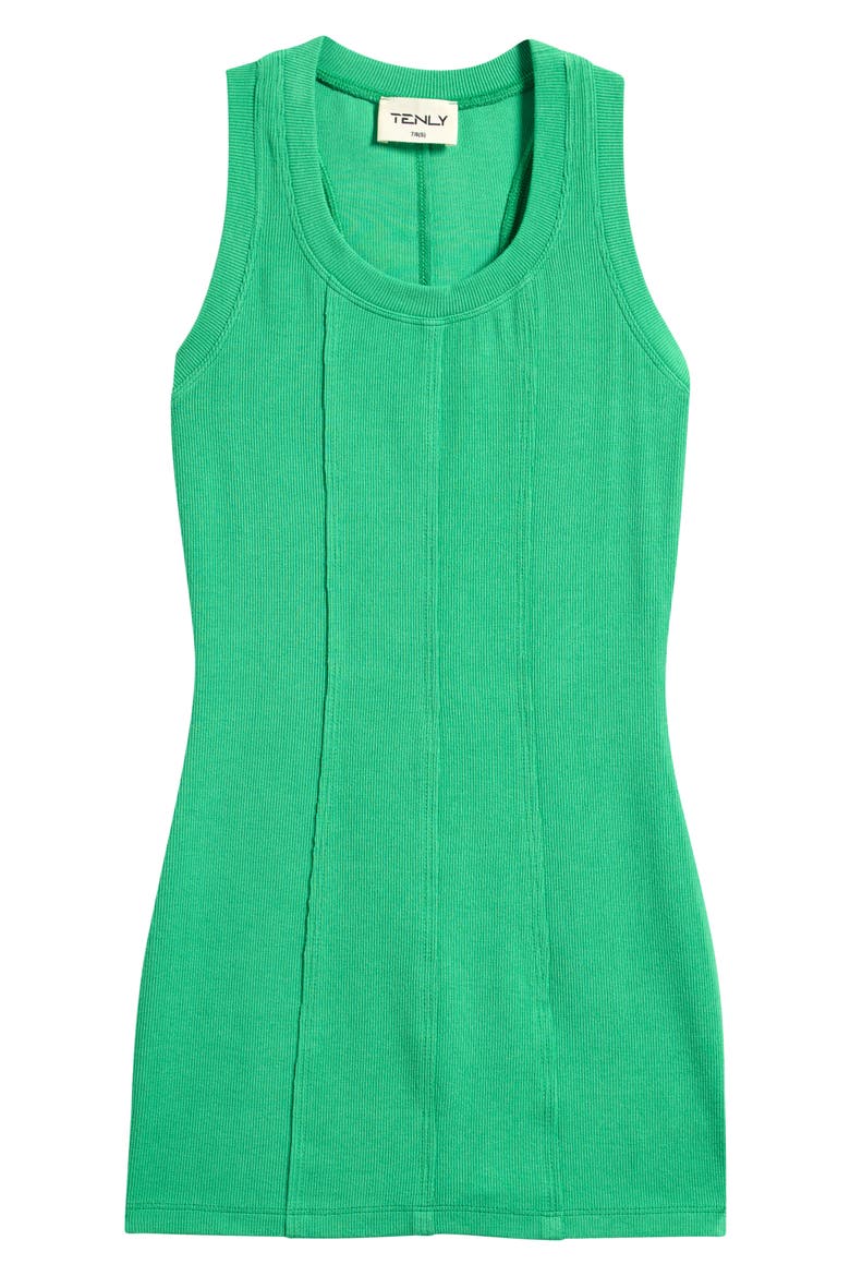 Kids' Raw Edge Rib Racerback Tank Dress, Main, color, SEAWEED