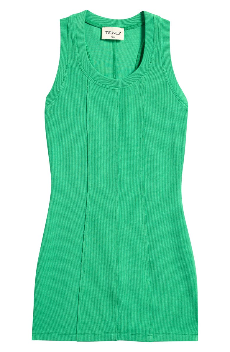 TENLY Kids' Raw Edge Rib Racerback Tank Dress, Main, color, Seaweed