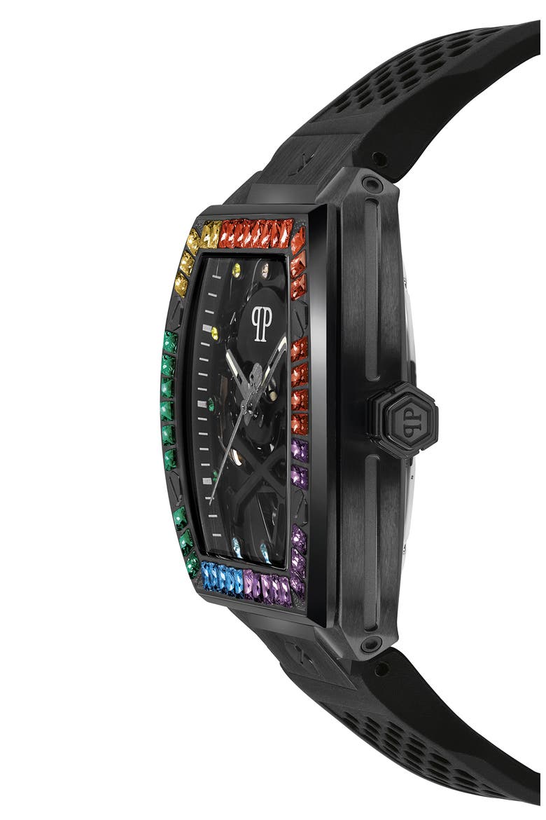 The $keleton Silicone Strap Watch, 44mm, Alternate, color, IP BLACK