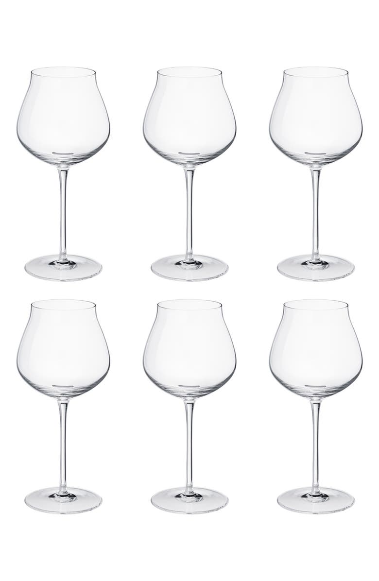 Georg Jensen Set of 6 Crystal Red Wine Glasses, Alternate, color, Clear