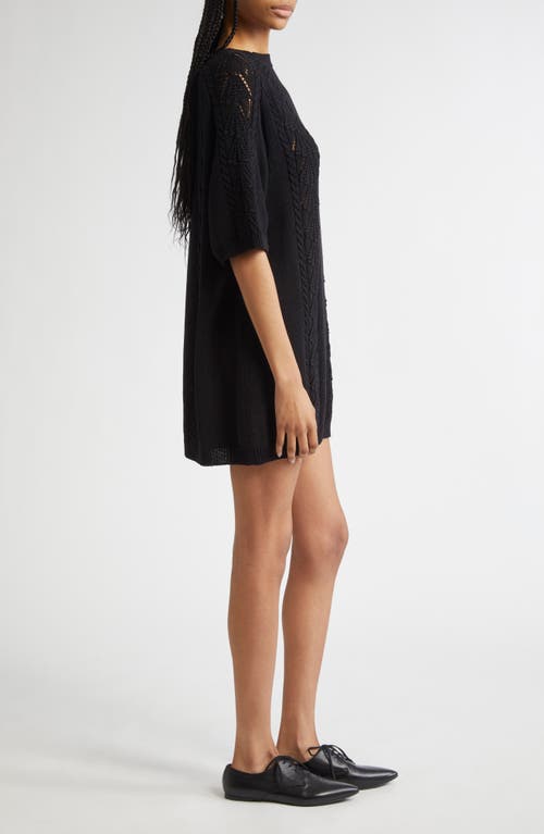 Loulou De Saison Arman Oversize Cotton Mini Sweater Dress In Black