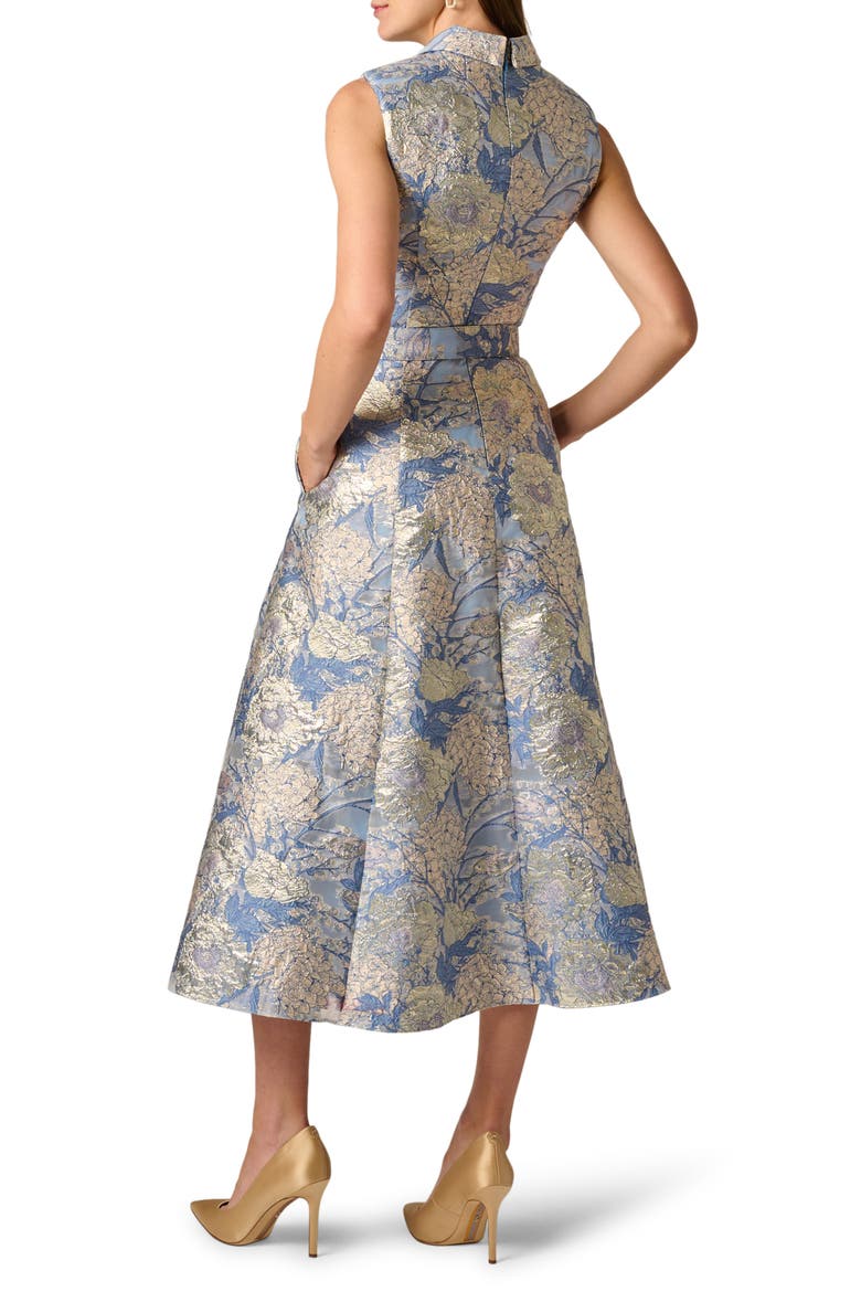 Floral Jacquard Midi Dress, Alternate, color, BLUE MULTI