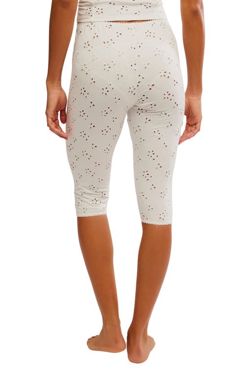 Free People Full Bloom Eyelet Pajama Capri Pants In White