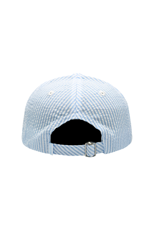 Bits & Bows Lil Bro Seersucker Baseball Hat In Blue