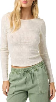 O'Neill Marliz Pointelle Long Sleeve Cotton Top