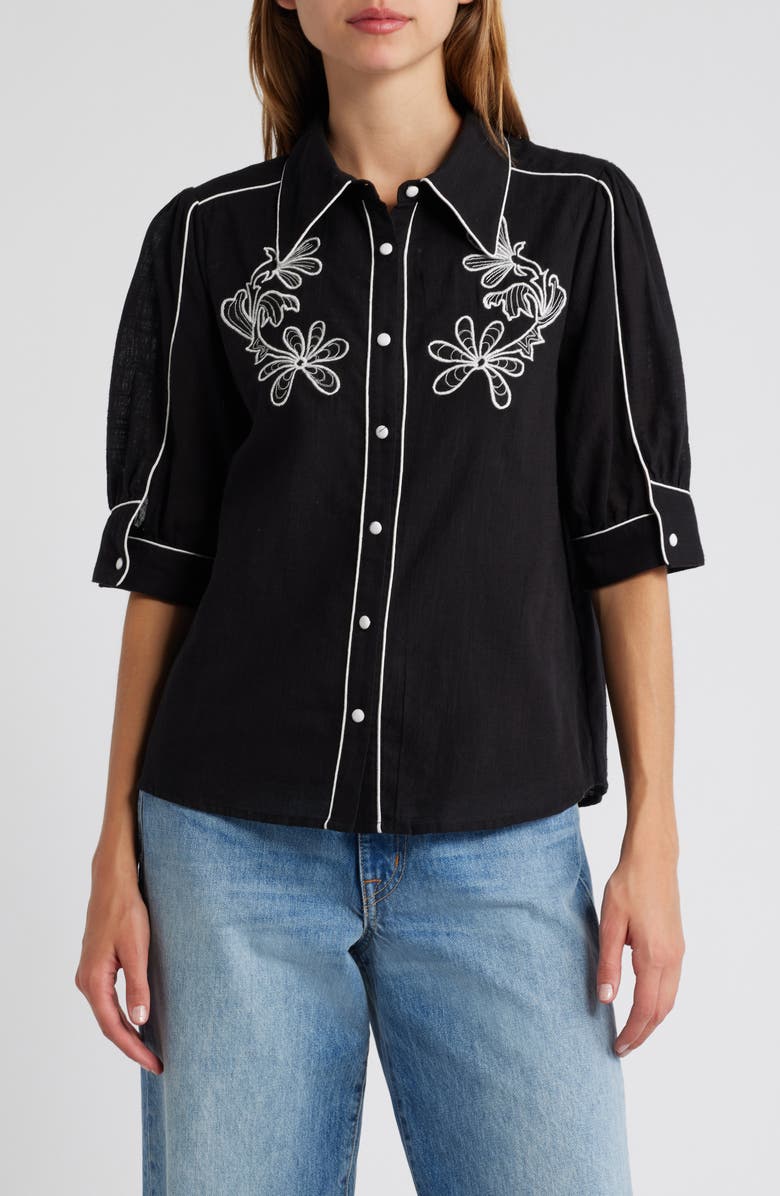 CIEBON Unna Piped Shirt, Main, color, Black