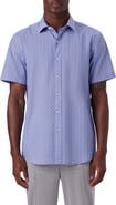 Bugatchi Classic Fit Print Cotton Short Sleeve Button-Up Shirt