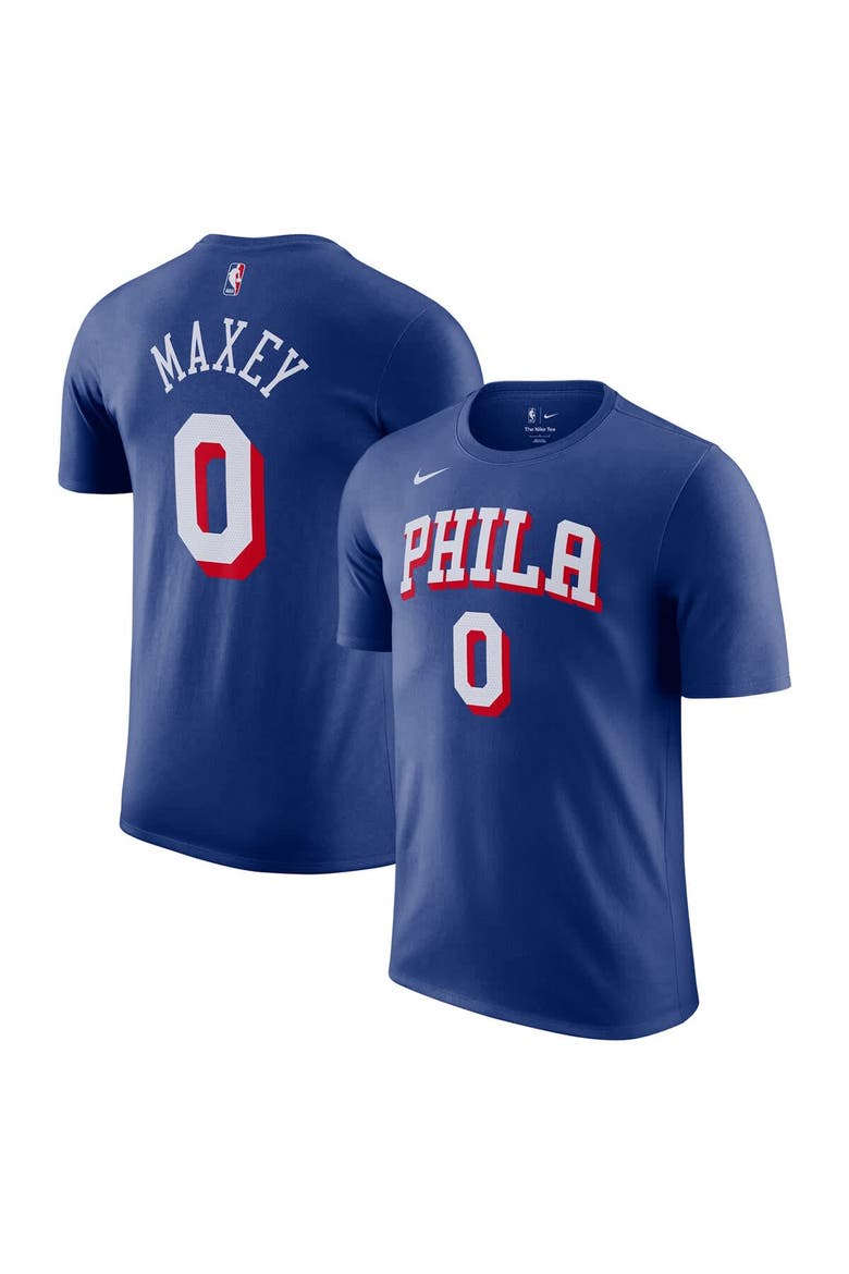 Men's Nike Tyrese Maxey Royal Philadelphia 76ers Icon Edition Name & Number T-Shirt, Main, color, Royal