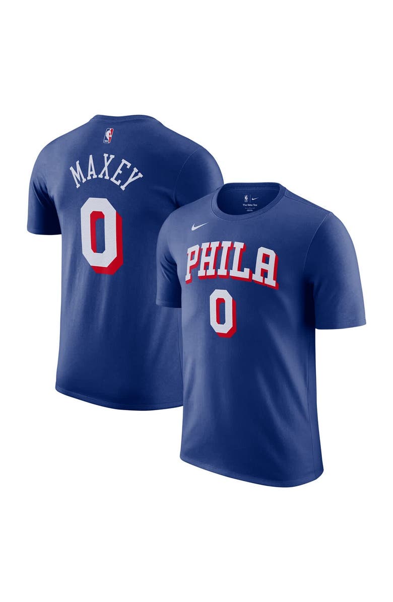 Nike Men's Nike Tyrese Maxey Royal Philadelphia 76ers Icon Edition Name & Number T-Shirt, Main, color, Royal
