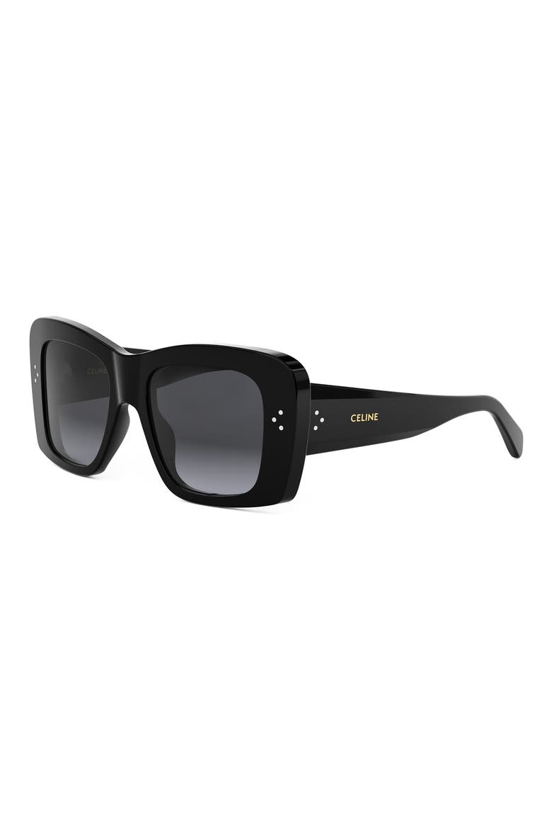 Bold 3 Dots 53mm Geometric Sunglasses, Alternate, color, SHINY BLACK / GRADIENT SMOKE