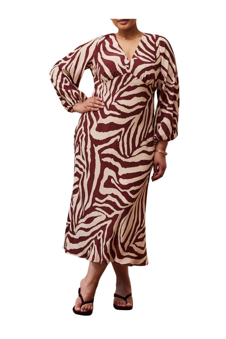 Animal Stripe Long Sleeve Dress, Alternate, color, Cream