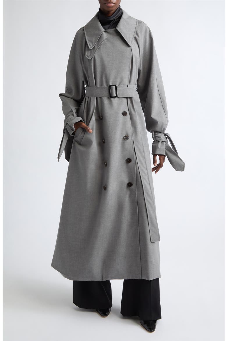 Sidney Virgin Wool Blend Trench Coat, Main, color, GREY