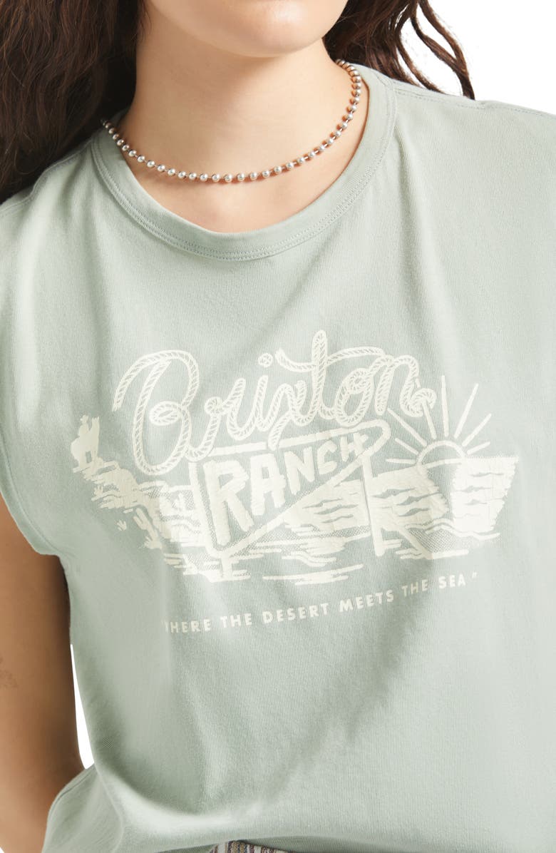 Brixton Ranch Logo Cotton Graphic Muscle Tank, Alternate, color, Sage Green