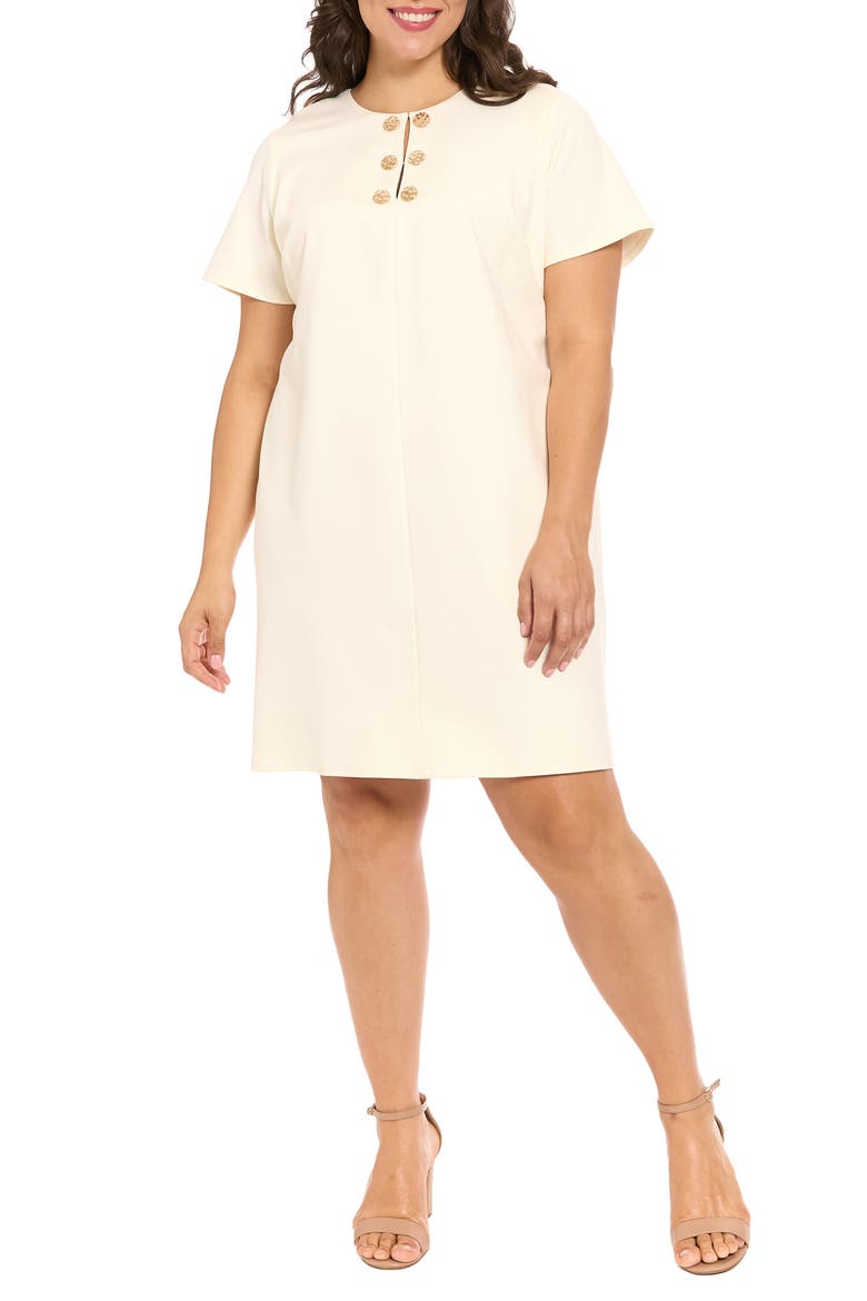 Novelty Trim Shift Dress, Main, color, WHISPER WHITE