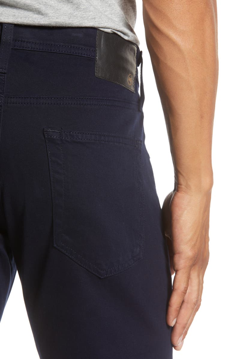 AG Tellis Sueded Stretch Sateen Slim Leg Pants, Alternate, color, Rich Navy