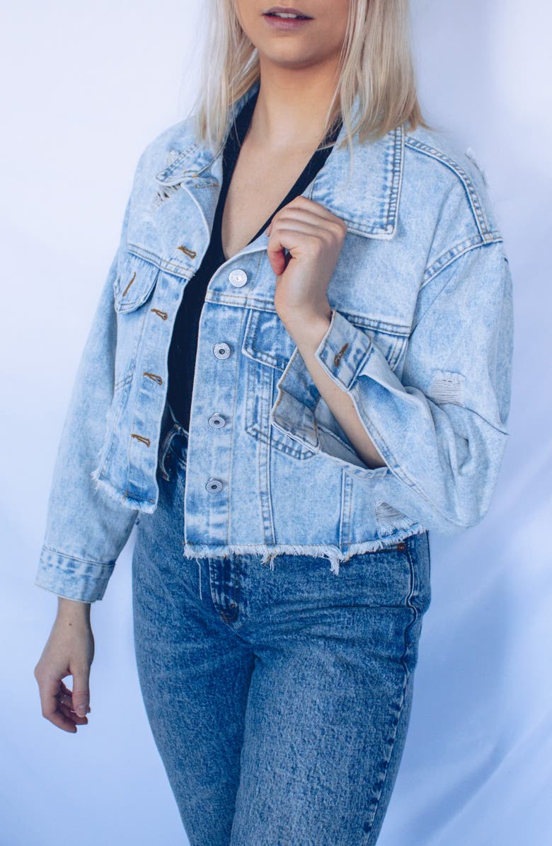 Rivalry Runway Skyline Crop Denim Jacket, Alternate, color, 