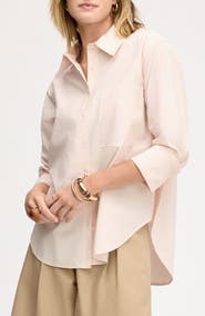Sam Edelman Side Button Cotton Poplin Button-Up Shirt