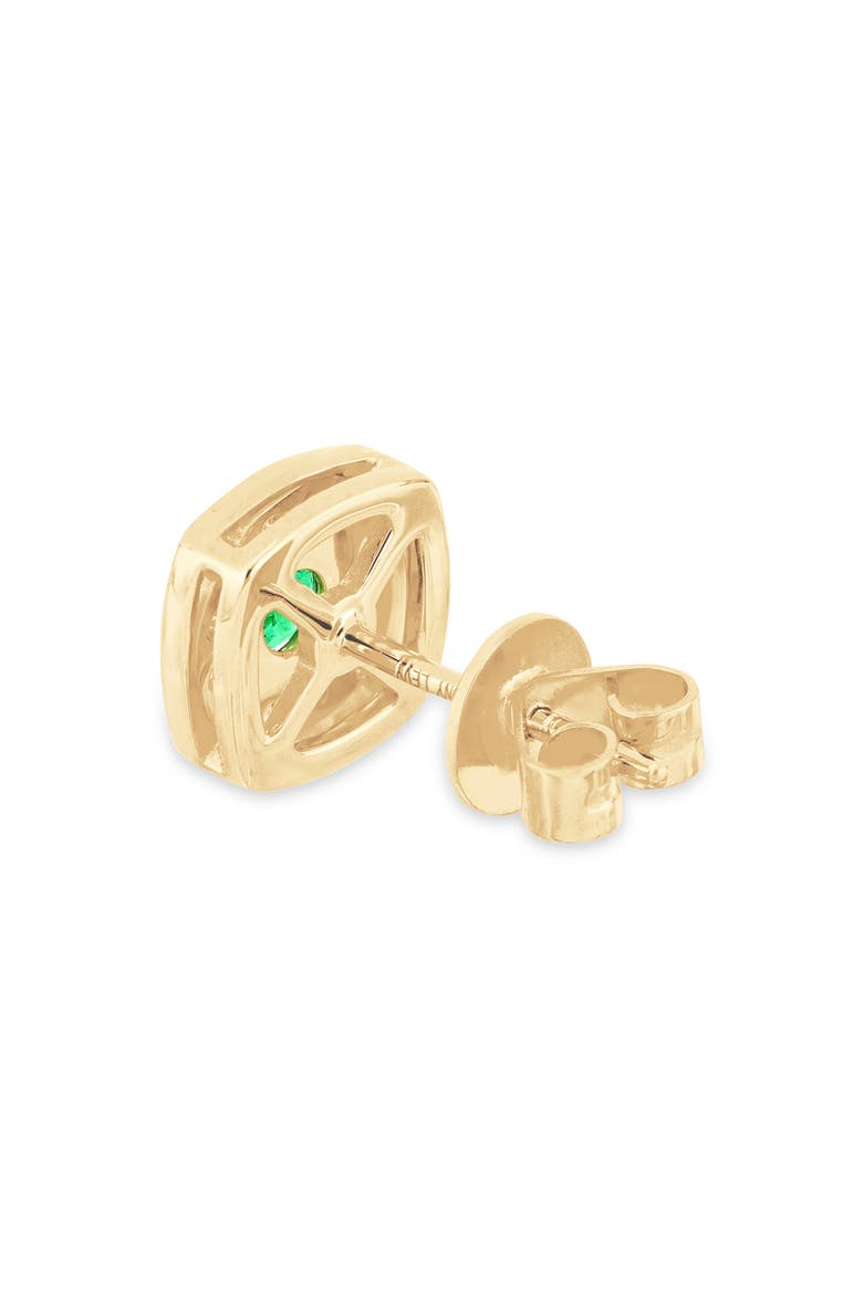 El Mar 18k Gold Emerald and Diamond Stud Earrings, Alternate, color, YELLOW