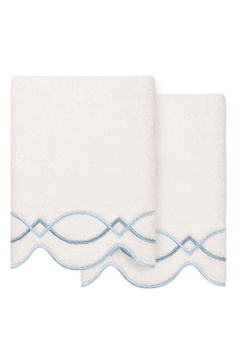 Diamond Chain Scallop Set of 2 Hand Towels