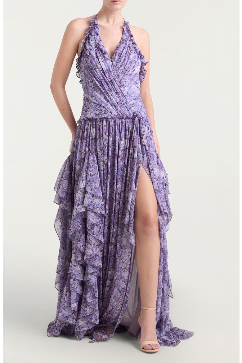 Agatha Painted Hydrangea Gown, Main, color, LILAC WINE MULTI