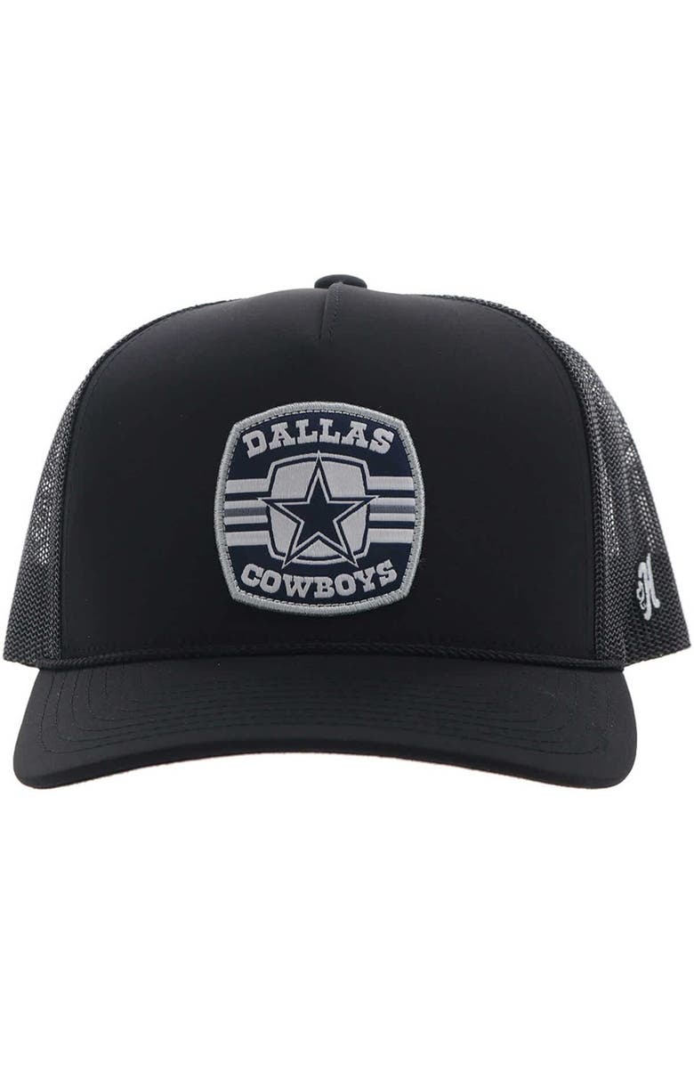 HOOEY Men's HOOey Black Dallas Cowboys Patch Rope Trucker Adjustable Hat, Alternate, color, Black