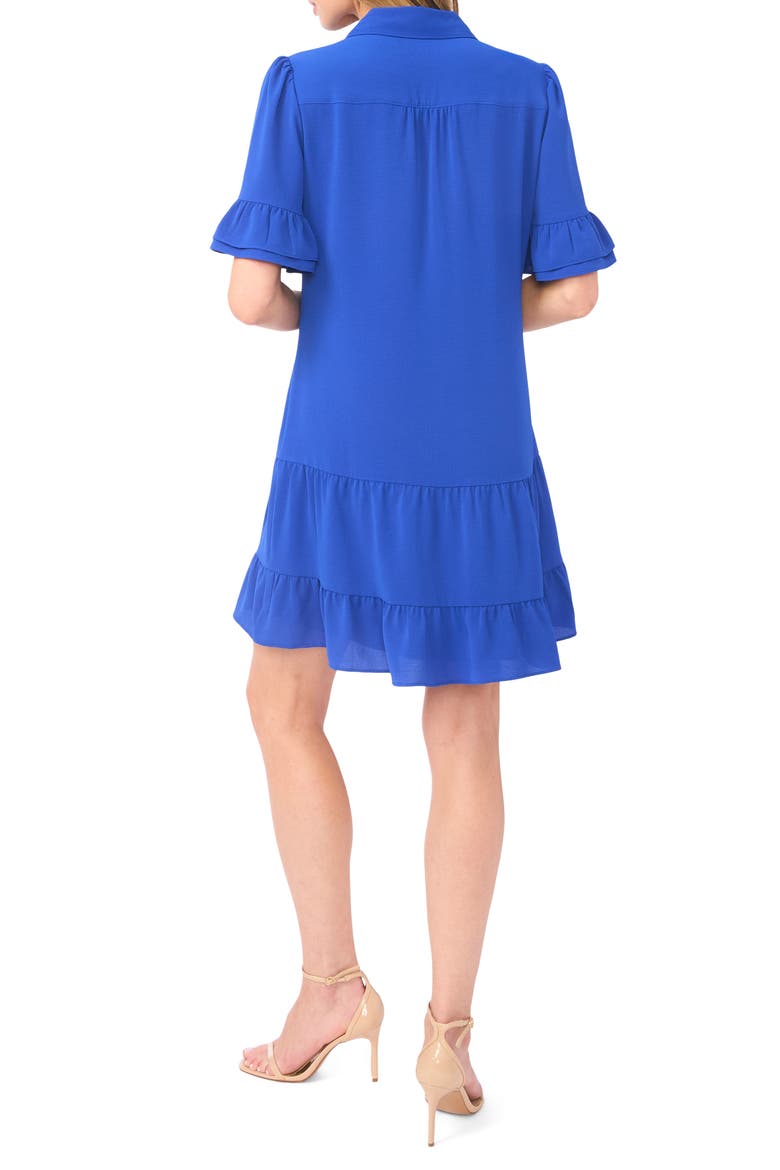 Ruffle Sleeve Mini Shirtdress, Alternate, color, DEEP ROYAL BLUE