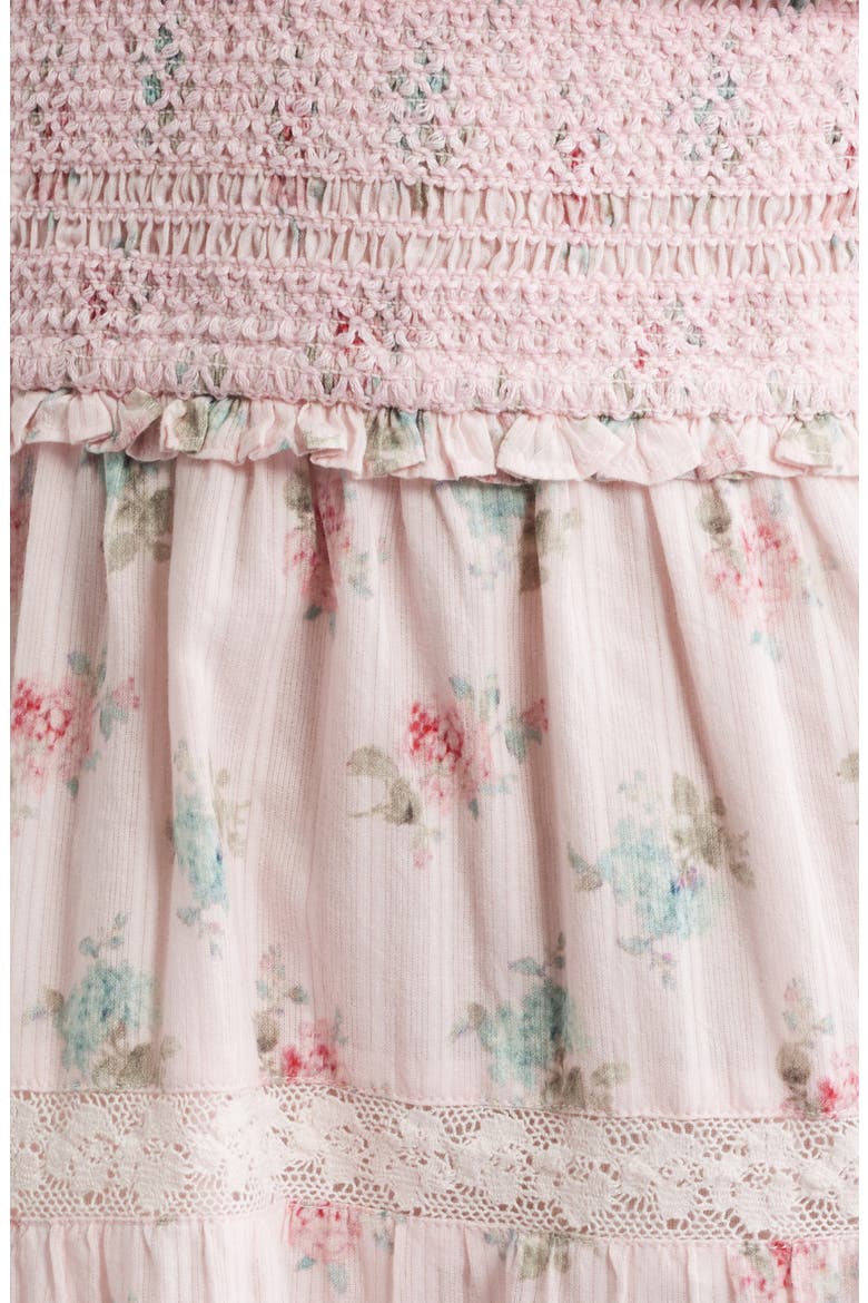 Lizzy Floral Smock Bodice Cotton Minidress, Alternate, color, EAU DE ROSE