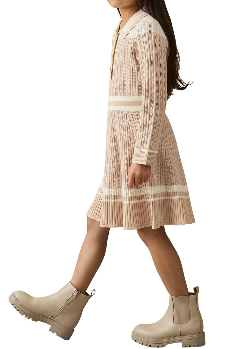 Kids' Long Sleeve Rib Sweater Dress, Alternate, color, PALE PINK