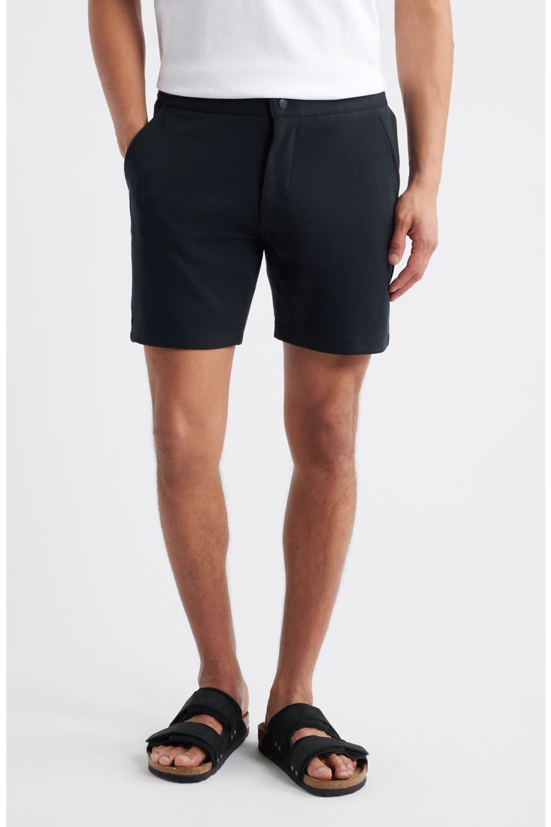 Liam Flat Front Knit Shorts, Main, color, BLACK