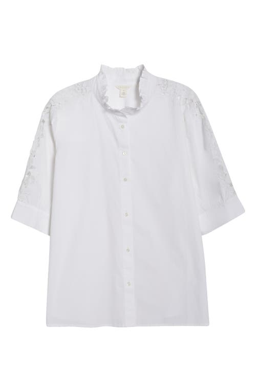 Caslonr Caslon(r) Ruffle Lace Appliqué Cotton Top In White
