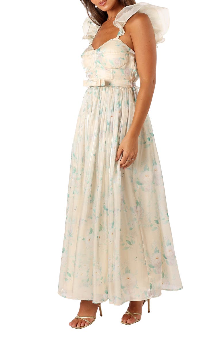 Freesia Floral Ruffle Maxi Dress, Alternate, color, CREAM