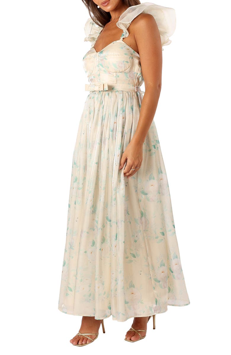 Petal & Pup Freesia Floral Ruffle Maxi Dress, Alternate, color, Cream