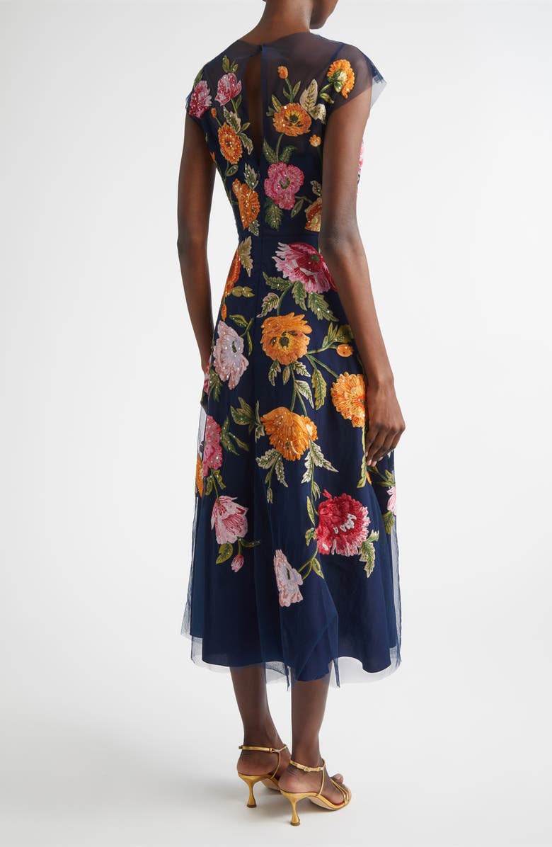 Carolina Herrera Poppy Sequin Embroidered Tulle Gown, Alternate, color, Midnight Multi