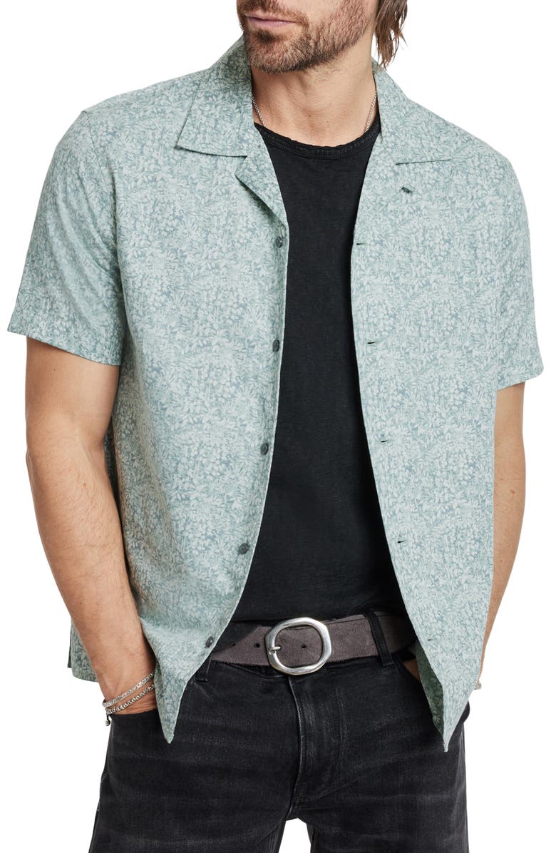 John Varvatos Danny Jungle Print Camp Shirt, Main, color,