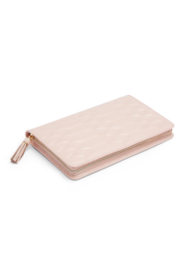 Caroline Large Leather Jewelry Travel Case, Alternate, color, ROSE QUARTZ