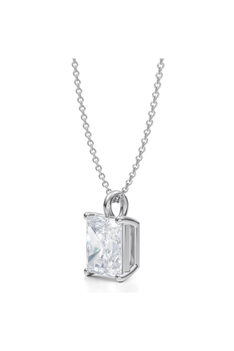 Radiant Solitaire Lab Diamond Pendant Necklace 14K 3.0ct, Alternate, color, White Gold