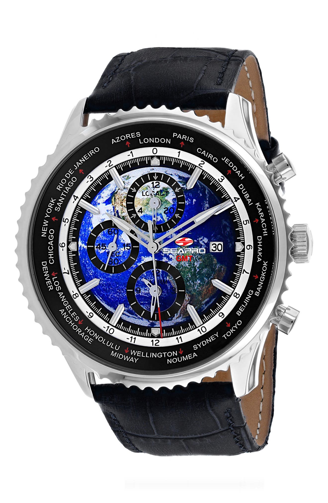 World Timer Quartz Strap Watch, 47mm