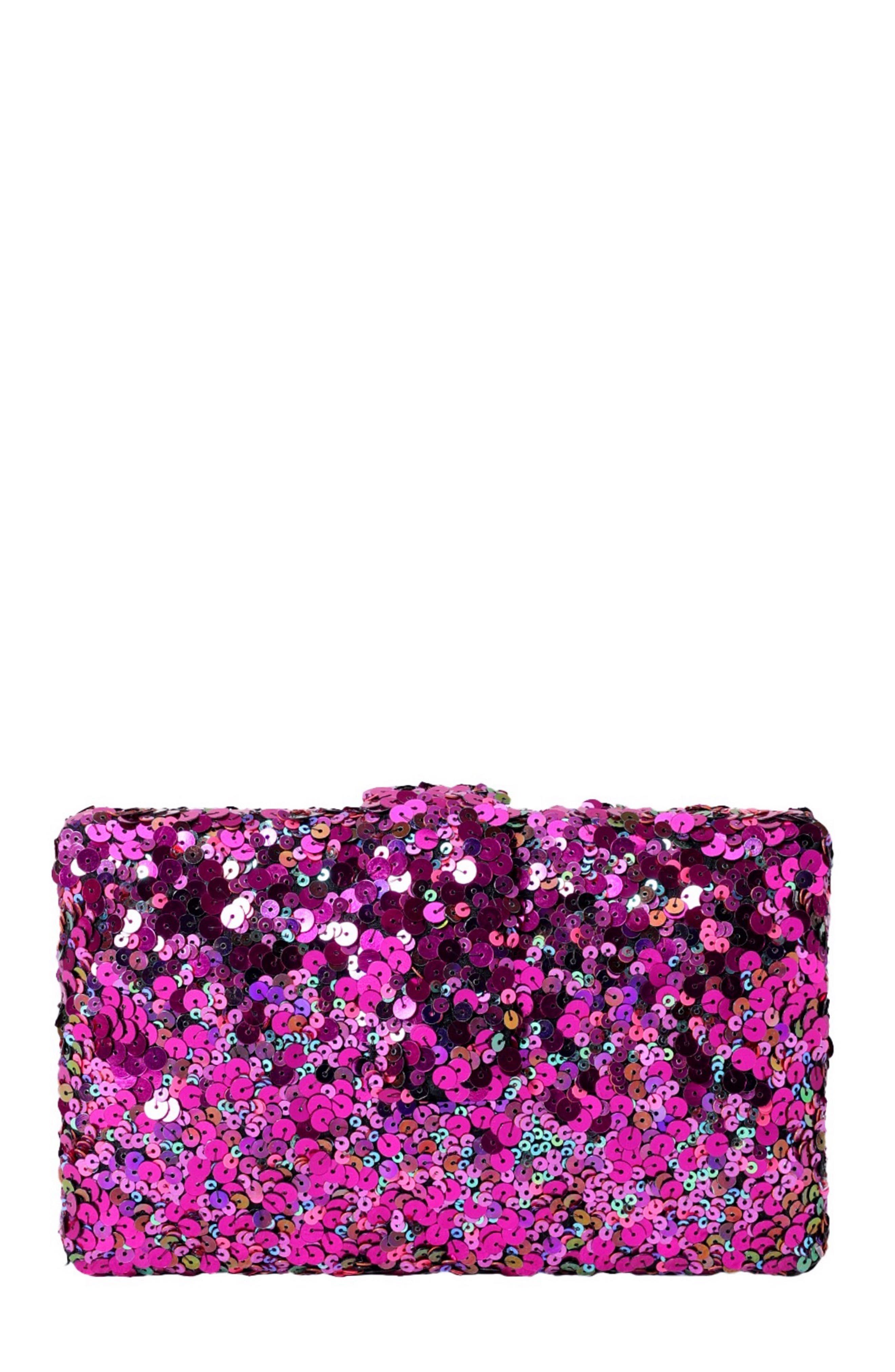 Simitri Classic Sequin Kitsch Clutch, Main, color, Radiant Rani