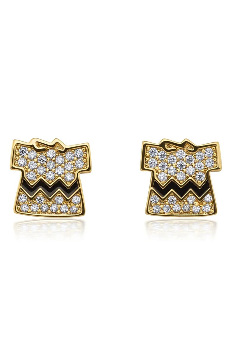 Crislu Charlie Brown Shirt Stud Earrings, Main, color, 18Kt Yellow Gold / Clear Stone
