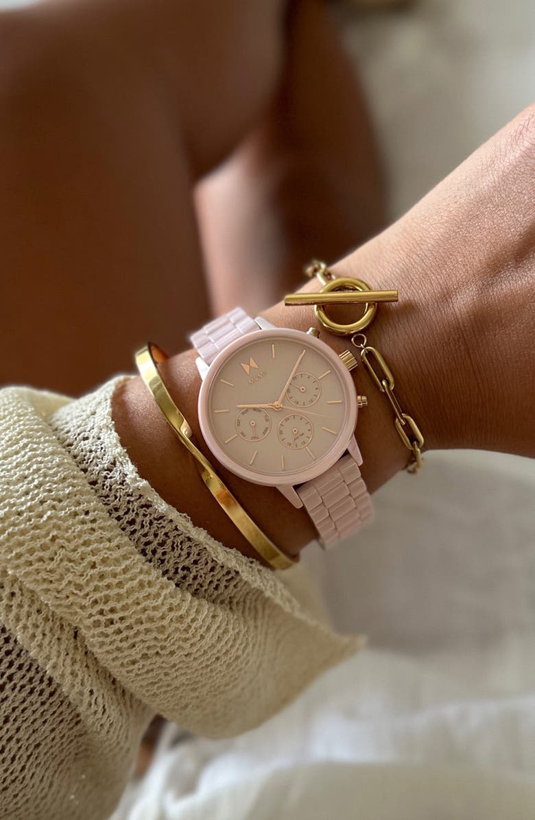 MVMT Nova Ceramic Chronograph Bracelet Watch, 38mm, Alternate, color,